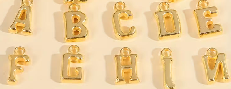 3D Gold Alphabet Letter Charms