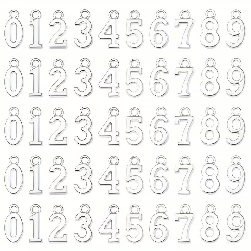 Silver Number Charms