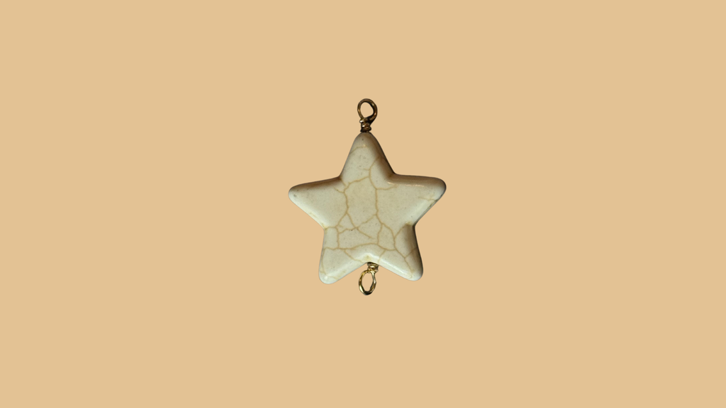 Large Natural Stone Star Bead Wire-Wrapped Charm