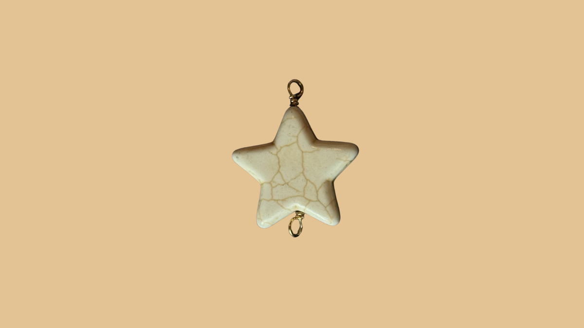 Large Natural Stone Star Bead Wire-Wrapped Charm