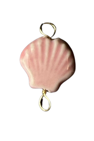 Pink Glass Shell Wire-Wrapped Charm