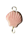 Pink Glass Shell Wire-Wrapped Charm