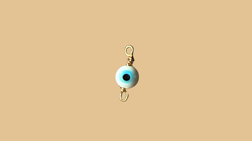 Glass Evil Eye Hand Wire-Wrapped Charm