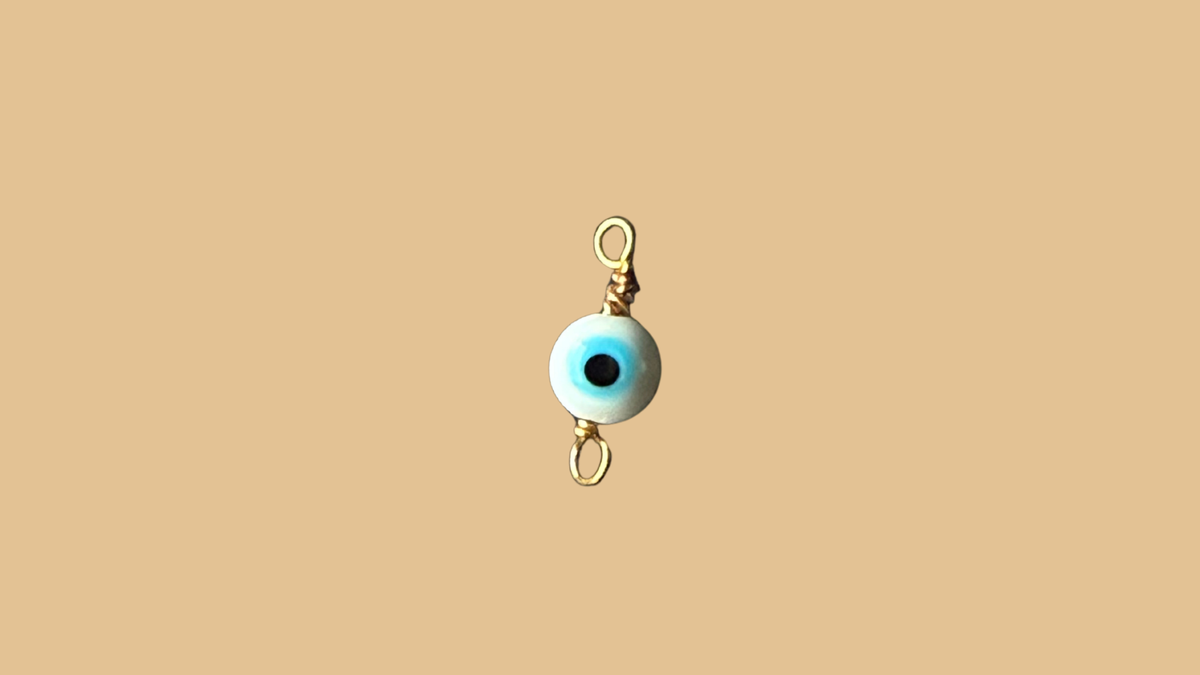 Glass Evil Eye Hand Wire-Wrapped Charm