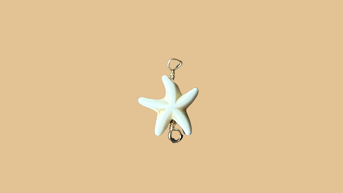 Mini Tan Starfish Wire-Wrapped Charm