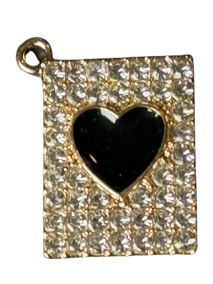 Large Rhinestone Heart Playing Card Charm