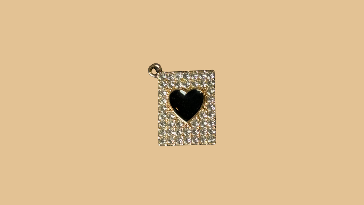 Large Rhinestone Heart Playing Card Charm