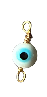Glass Evil Eye Hand Wire-Wrapped Charm