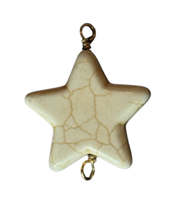 Large Natural Stone Star Bead Wire-Wrapped Charm
