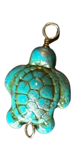 Teal Turtle Hand Wire-Wrapped Charm