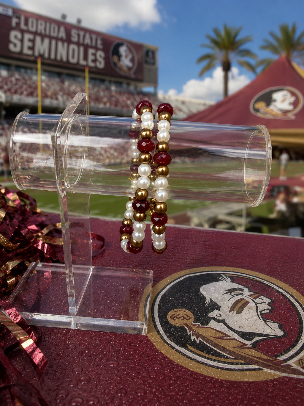 Garnet Game-Day Beaded Bracelet
