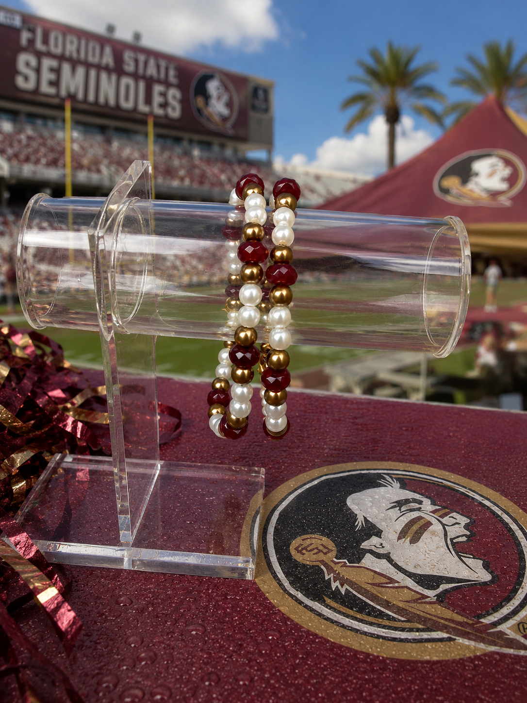 Garnet Game-Day Beaded Bracelet