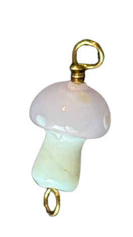 Pink Mushroom Glass Wire-Wrapped Charm