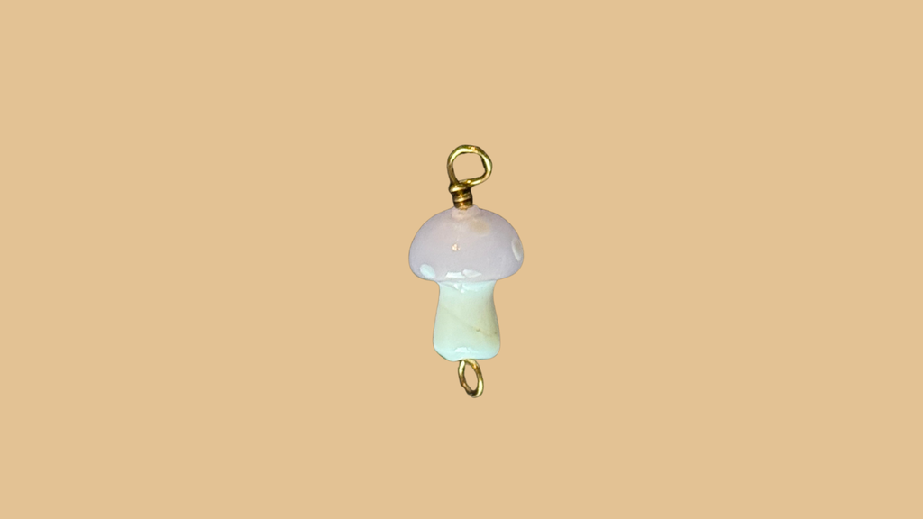 Pink Mushroom Glass Wire-Wrapped Charm