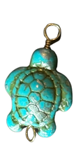 Teal Turtle Hand Wire-Wrapped Charm