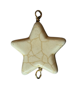 Large Natural Stone Star Bead Wire-Wrapped Charm