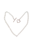 Stainless Steel Curb Chain Necklace With Heart Toggle Clasp